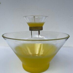 Vintage West Virginia Glass Yellow Blendo Chip and Dip Set